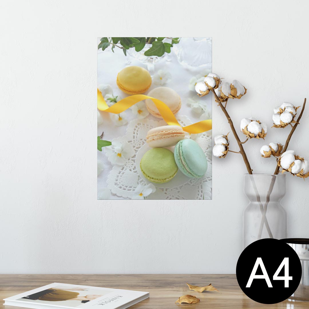 ポスター ウォールステッカー シール式ステッカー 飾り 210×297mm A4 写真 フォト 壁 インテリア おしゃれ 剥がせる wall sticker poster 002617 マカロン 花 黄色