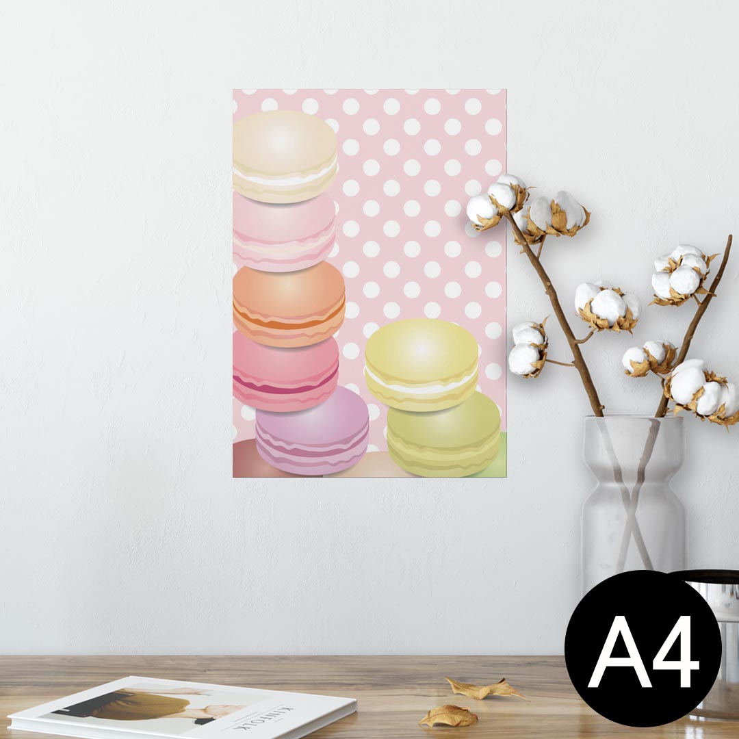 ポスター ウォールステッカー シール式ステッカー 飾り 210×297mm A4 写真 フォト 壁 インテリア おしゃれ 剥がせる wall sticker poster 002678 マカロン 水玉 カラフル