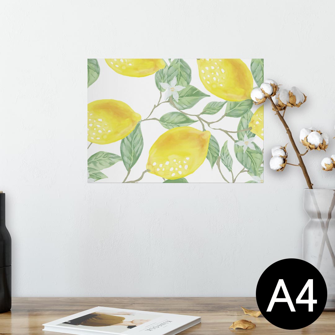 ポスター ウォールステッカー シール式ステッカー 飾り 210×297mm A4 写真 フォト 壁 インテリア おしゃれ 剥がせる wall sticker poster 023500 レモン　イラスト　模様