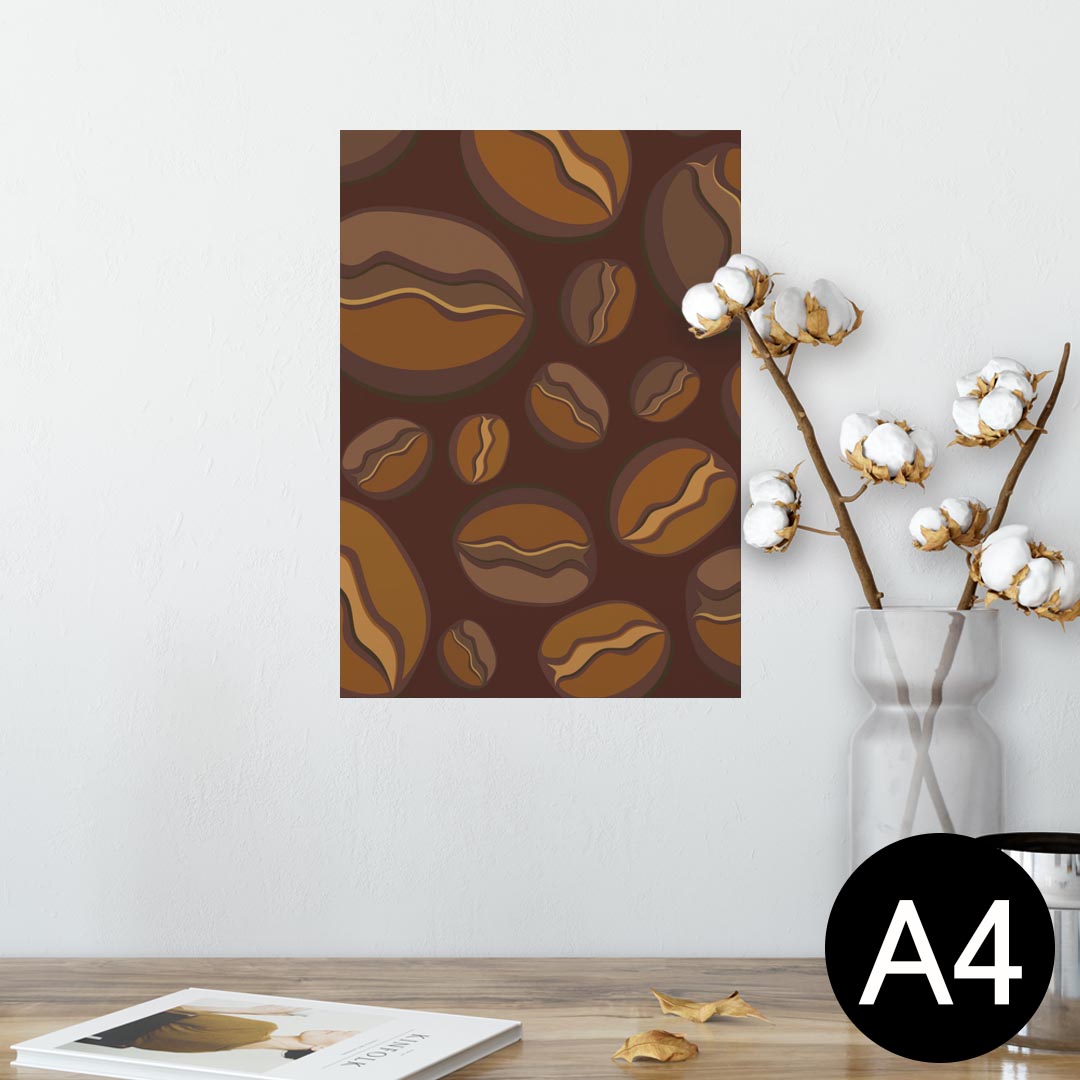 ポスター ウォールステッカー シール式ステッカー 飾り 210×297mm A4 写真 フォト 壁 インテリア おしゃれ 剥がせる wall sticker poster 004113 コーヒー　イラスト　模様