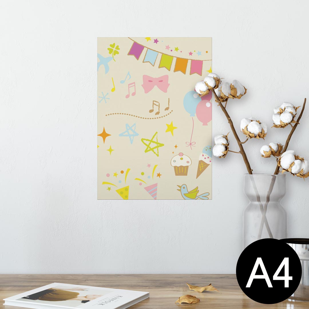 ポスター ウォールステッカー シール式ステッカー 飾り 210×297mm A4 写真 フォト 壁 インテリア おしゃれ 剥がせる wall sticker poster 005335 ハート　花　リボン