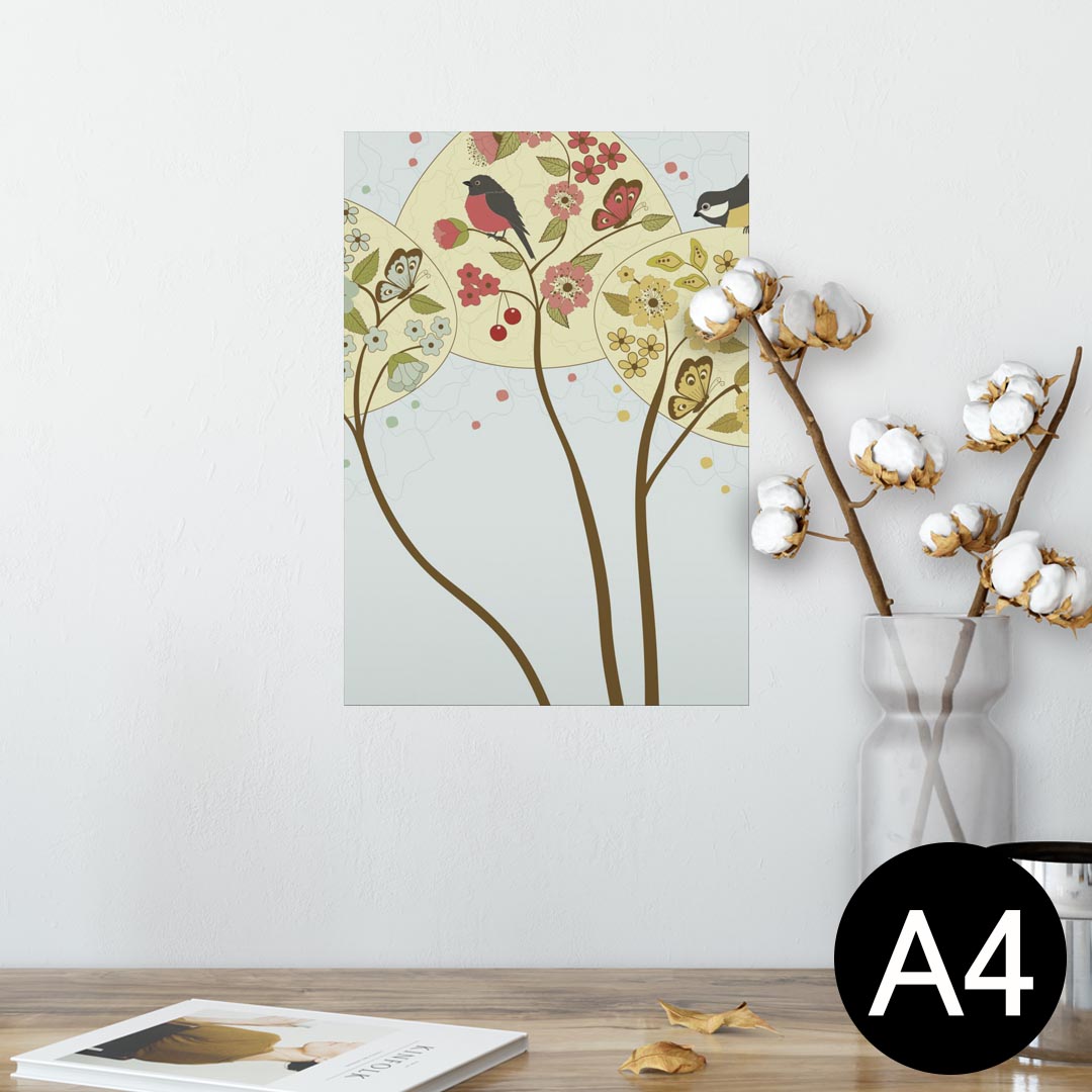 ポスター ウォールステッカー シール式ステッカー 飾り 210×297mm A4 写真 フォト 壁 インテリア おしゃれ 剥がせる wall sticker poster 006098 花 鳥