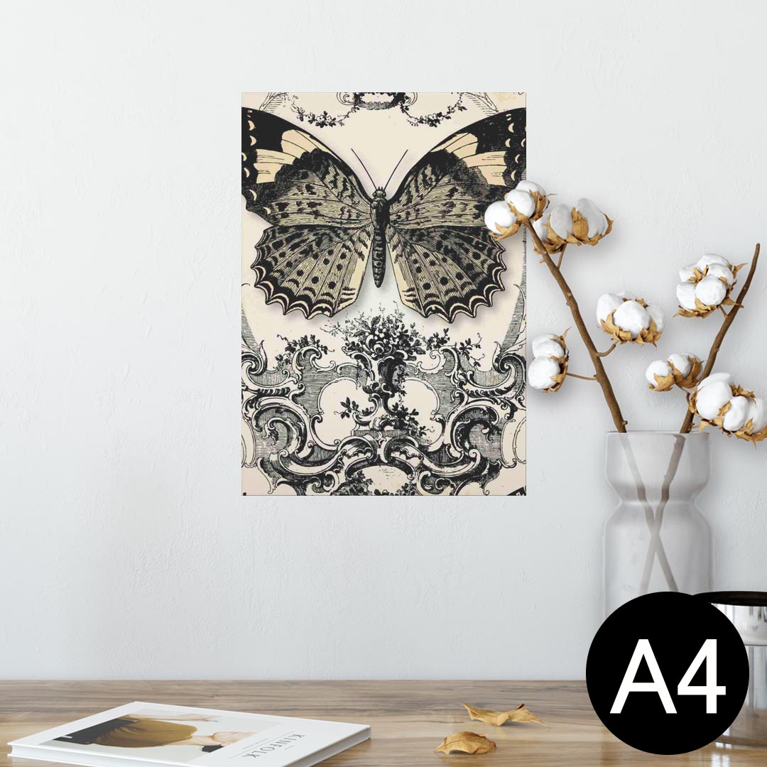 ポスター ウォールステッカー シール式ステッカー 飾り 210×297mm A4 写真 フォト 壁 インテリア おしゃれ 剥がせる wall sticker poster 006139 英語　蝶　イラスト