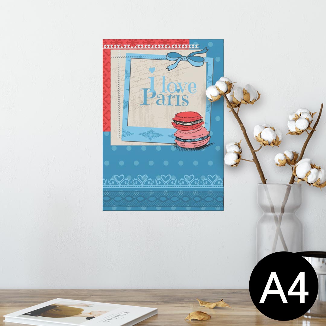 ポスター ウォールステッカー シール式ステッカー 飾り 210×297mm A4 写真 フォト 壁 インテリア おしゃれ 剥がせる wall sticker poster 006160 マカロン 青 ブルー