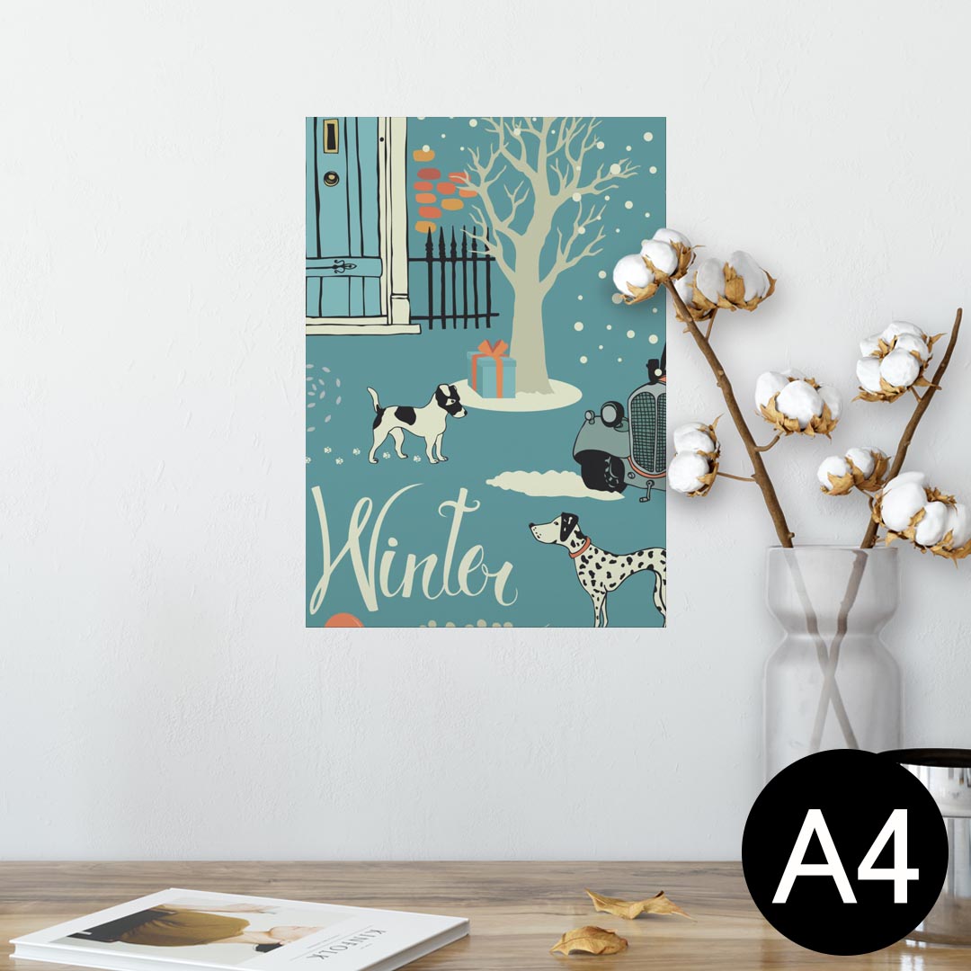 ポスター ウォールステッカー シール式ステッカー 飾り 210×297mm A4 写真 フォト 壁 インテリア おしゃれ 剥がせる wall sticker poster 006238 犬　車　イラスト