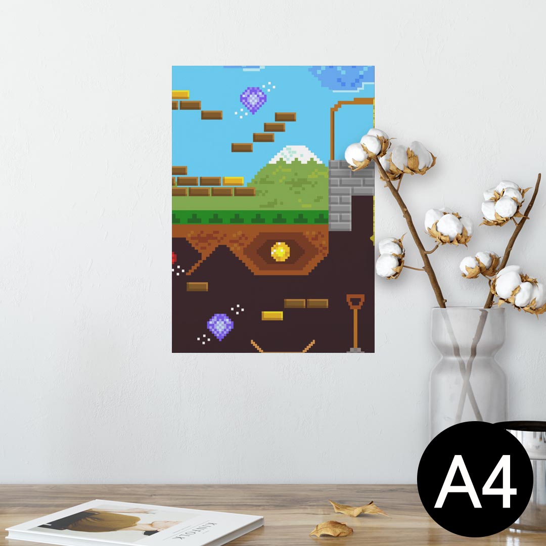 楽天kabeコレポスター ウォールステッカー シール式ステッカー 飾り 210×297mm A4 写真 フォト 壁 インテリア おしゃれ 剥がせる wall sticker poster 007378 ドット　ゲーム　カラフル