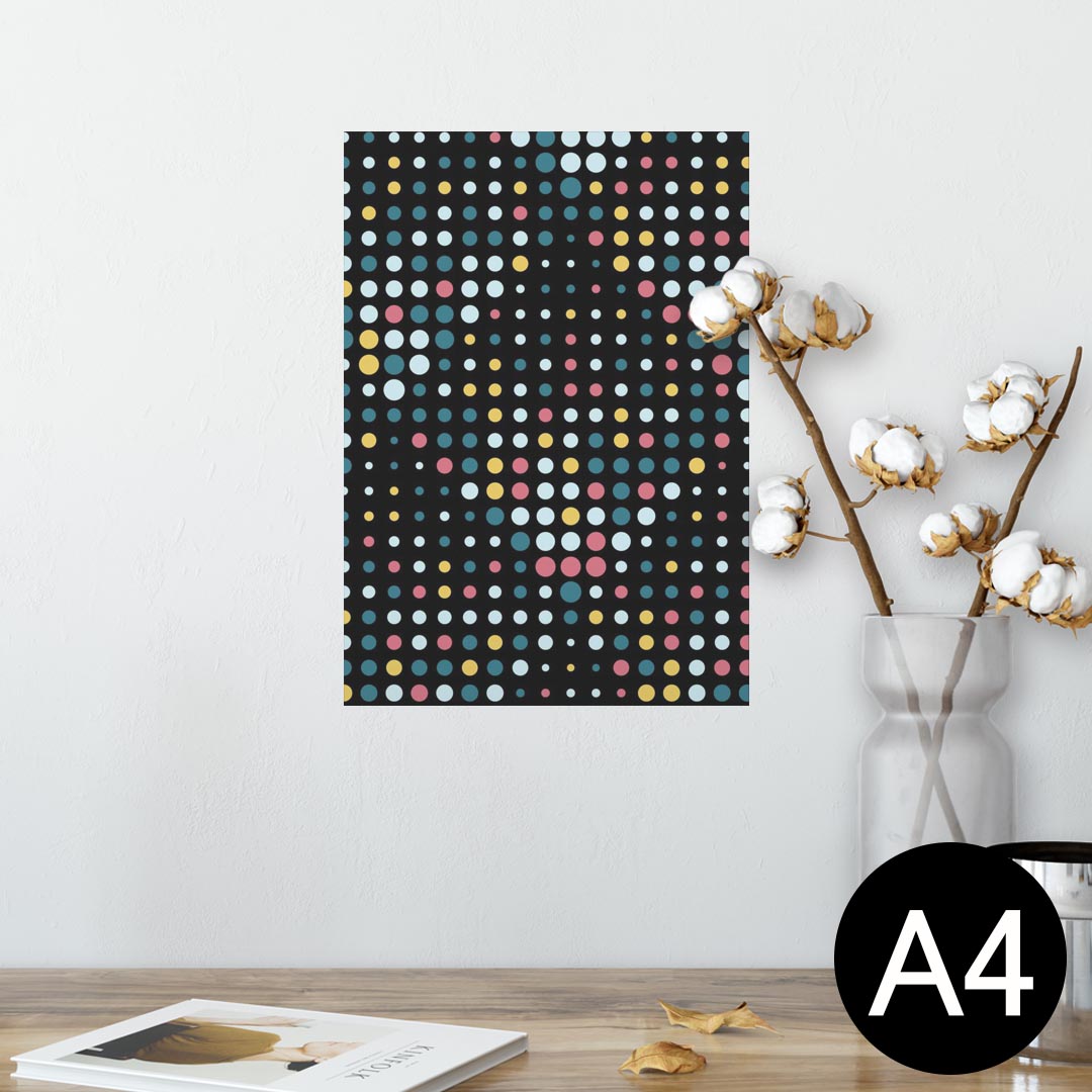 ポスター ウォールステッカー シール式ステッカー 飾り 210×297mm A4 写真 フォト 壁 インテリア おしゃれ 剥がせる wall sticker poster 007519 ドット　カラフル　黒　ブラック