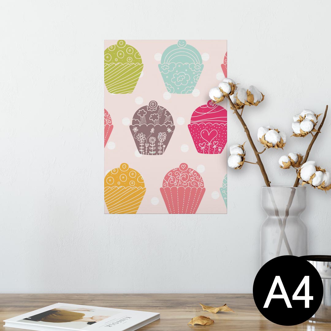 楽天kabeコレポスター ウォールステッカー シール式ステッカー 飾り 210×297mm A4 写真 フォト 壁 インテリア おしゃれ 剥がせる wall sticker poster 008134 カラフル　お菓子　ハート　模様