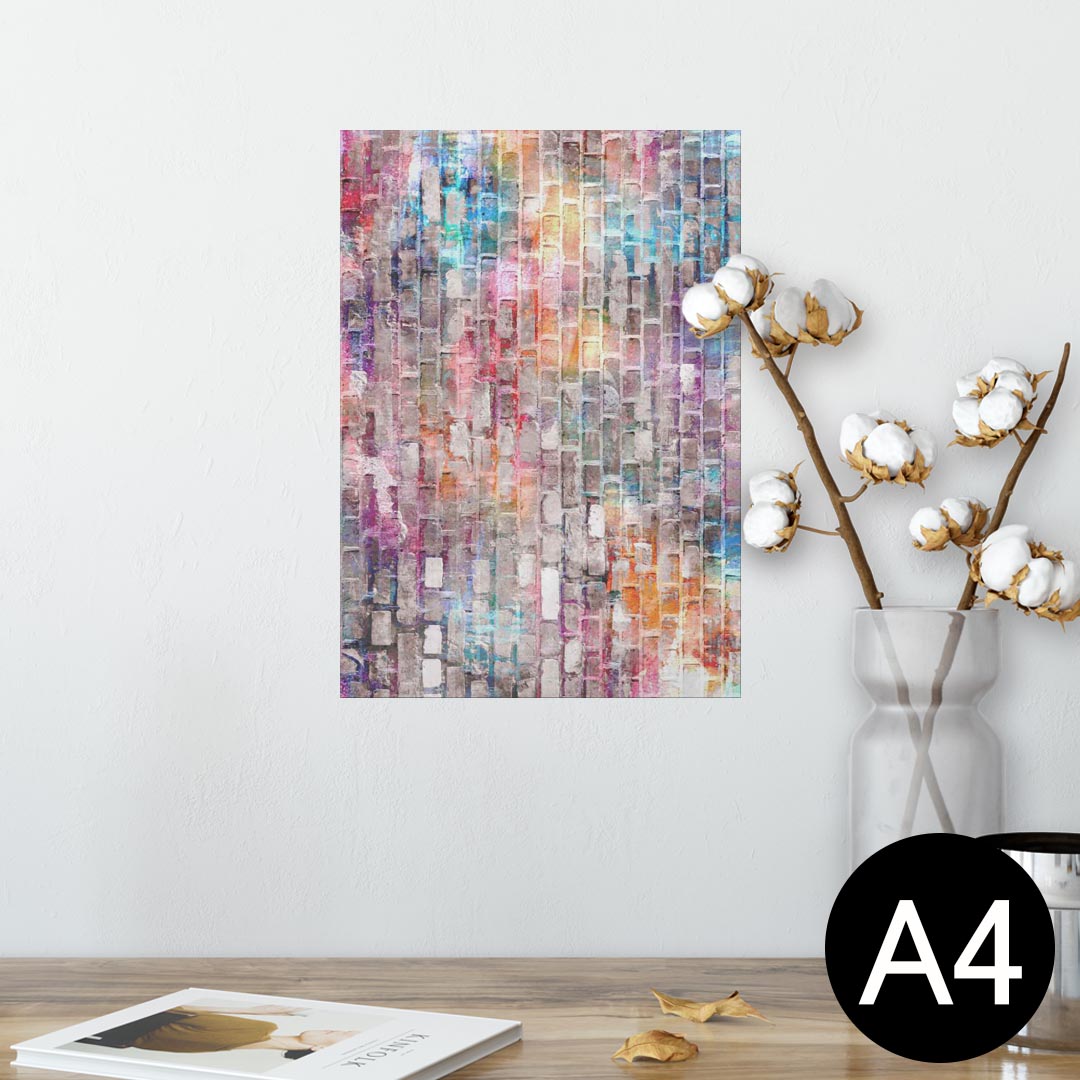 ポスター ウォールステッカー シール式ステッカー 飾り 210×297mm A4 写真 フォト 壁 インテリア おしゃれ 　剥がせる wall sticker poster 008252 カラフル　レインボー　レンガ
