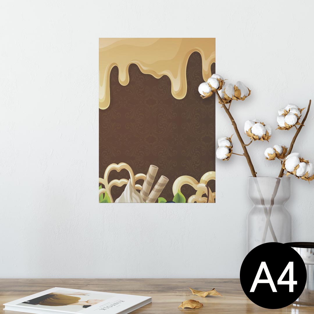 楽天kabeコレポスター ウォールステッカー シール式ステッカー 飾り 210×297mm A4 写真 フォト 壁 インテリア おしゃれ 剥がせる wall sticker poster 008322 イラスト　お菓子　スイーツ　ハート