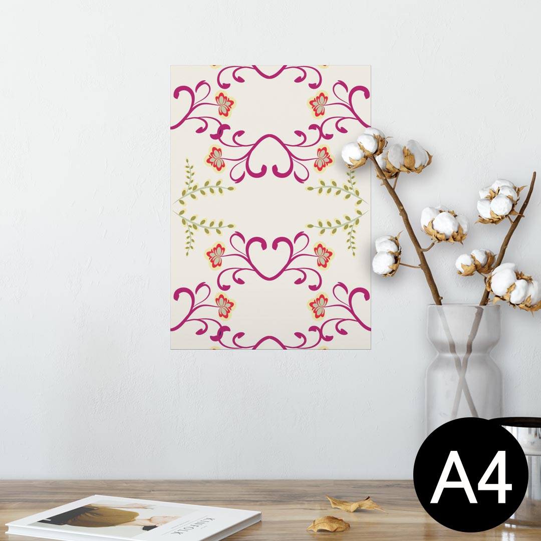 ポスター ウォールステッカー シール式ステッカー 飾り 210×297mm A4 写真 フォト 壁 インテリア おしゃれ 剥がせる wall sticker poster 008446 ハート 花 模様