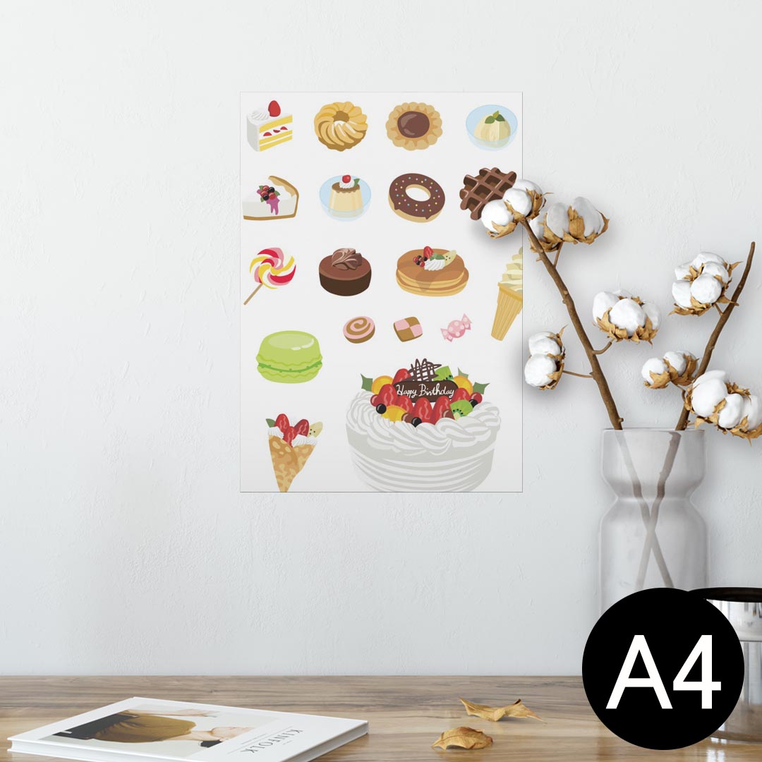 ポスター ウォールステッカー シール式ステッカー 飾り 210×297mm A4 写真 フォト 壁 インテリア おしゃれ 剥がせる wall sticker poster 009489 デザート カラフル マカロン