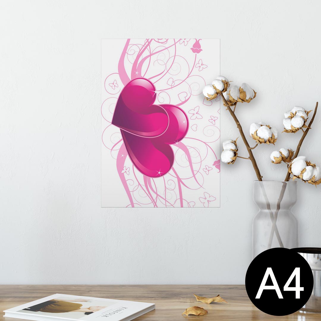 ポスター ウォールステッカー シール式ステッカー 飾り 210×297mm A4 写真 フォト 壁 インテリア おしゃれ 剥がせる wall sticker poster 009509 ハート　　蝶