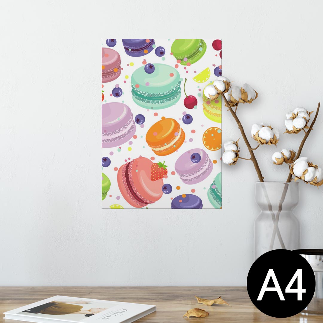 ポスター ウォールステッカー シール式ステッカー 飾り 210×297mm A4 写真 フォト 壁 インテリア おしゃれ 剥がせる wall sticker poster 009741 デザート マカロン カラフル