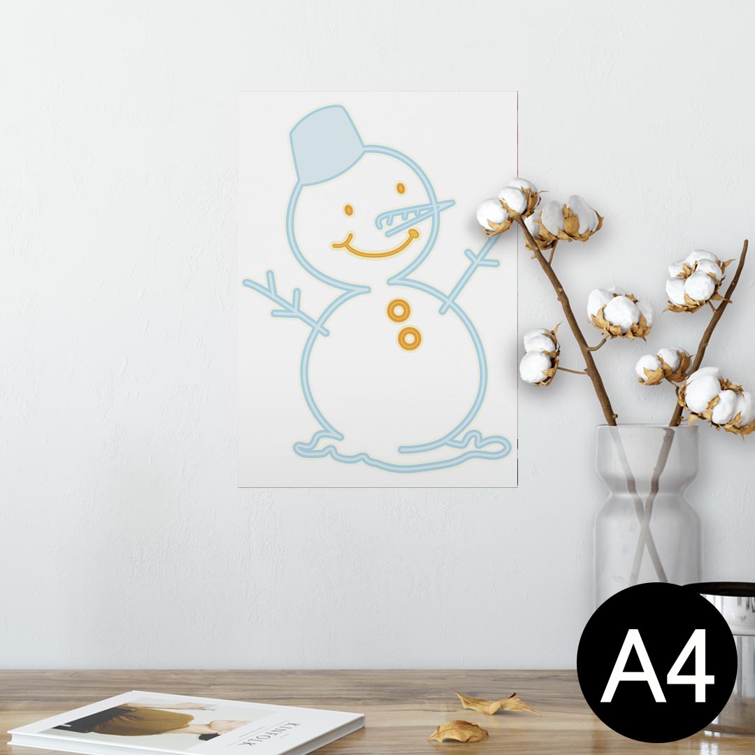 ポスター ウォールステッカー シール式ステッカー 飾り 210×297mm A4 写真 フォト 壁 インテリア おしゃれ 　剥がせる wall sticker poster 010008 クリスマス　雪　雪だるま