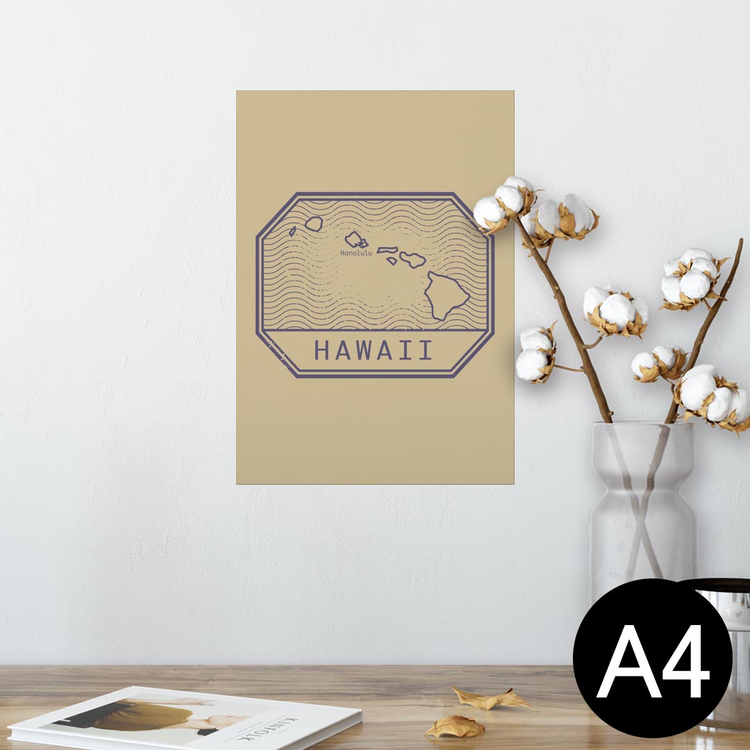 ポスター ウォールステッカー シール式ステッカー 飾り 210×297mm A4 写真 フォト 壁 インテリア おしゃれ 剥がせる wall sticker poster 010530 ハワイ　ホノルル　地図