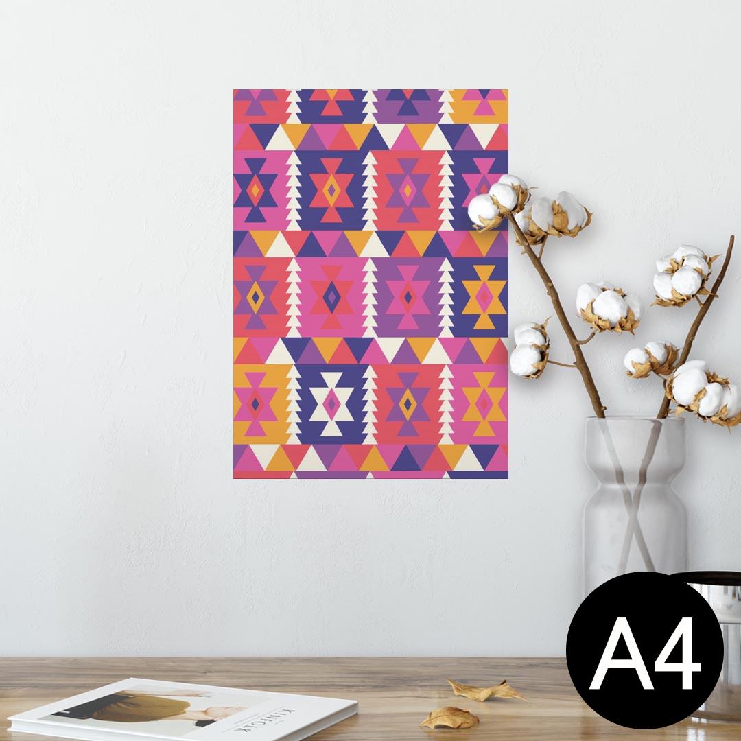 ポスター ウォールステッカー シール式ステッカー 飾り 210×297mm A4 写真 フォト 壁 インテリア おしゃれ 剥がせる wall sticker poster 010594 ネイティブ柄　赤　紫