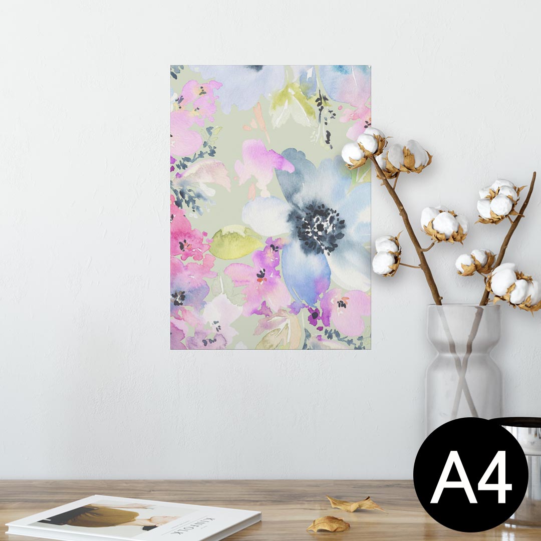 ポスター ウォールステッカー シール式ステッカー 飾り 210×297mm A4 写真 フォト 壁 インテリア おしゃれ 剥がせる wall sticker poster 011103 花　水彩　カラフル