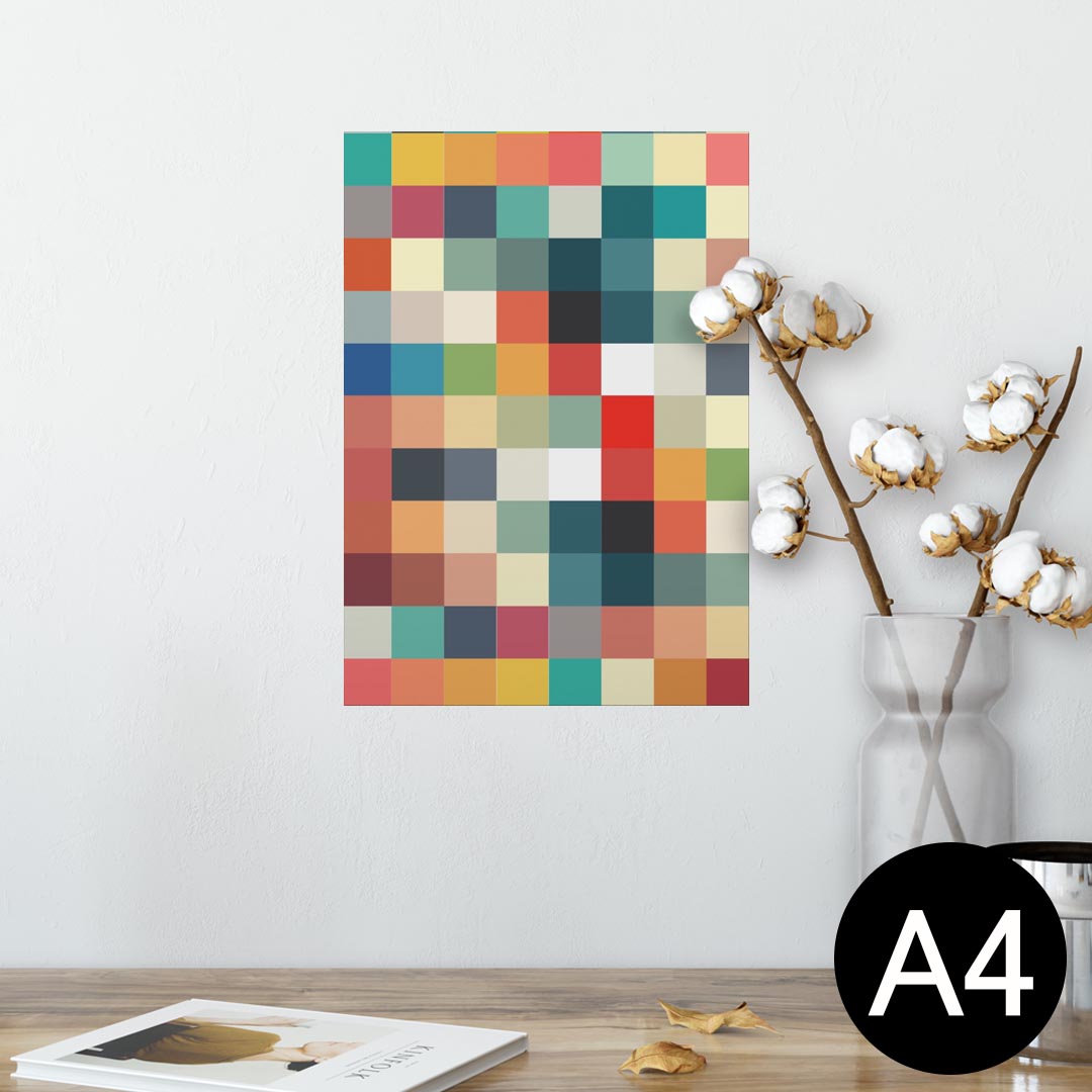 ポスター ウォールステッカー シール式ステッカー 飾り 210×297mm A4 写真 フォト 壁 インテリア おしゃれ 剥がせる wall sticker poster 011764 カラフル　モザイク　シンプル