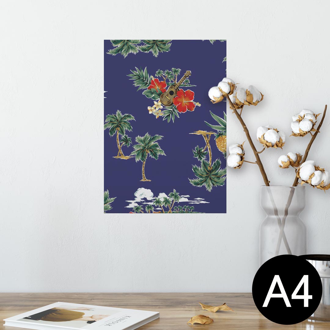 ポスター ウォールステッカー シール式ステッカー 飾り 210×297mm A4 写真 フォト 壁 インテリア おしゃれ 剥がせる wall sticker poster 011800 ハワイ　ハイビスカス　ヤシの木