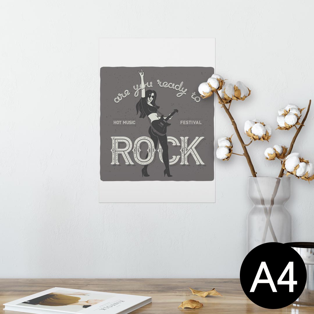 ポスター ウォールステッカー シール式ステッカー 飾り 210×297mm A4 写真 フォト 壁 インテリア おしゃれ 剥がせる wall sticker poster 012320 ロック　女性　ギター