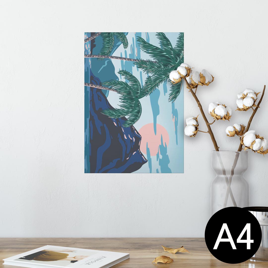 ポスター ウォールステッカー シール式ステッカー 飾り 210×297mm A4 写真 フォト 壁 インテリア おしゃれ 剥がせる wall sticker poster 012322 ハワイ　ヤシの木　海