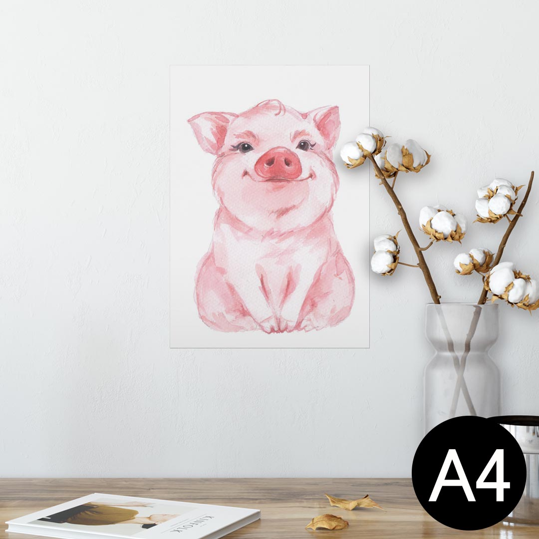 ポスター ウォールステッカー シール式ステッカー 飾り 210×297mm A4 写真 フォト 壁 インテリア おしゃれ 剥がせる wall sticker poster 013412 豚　動物　イラスト