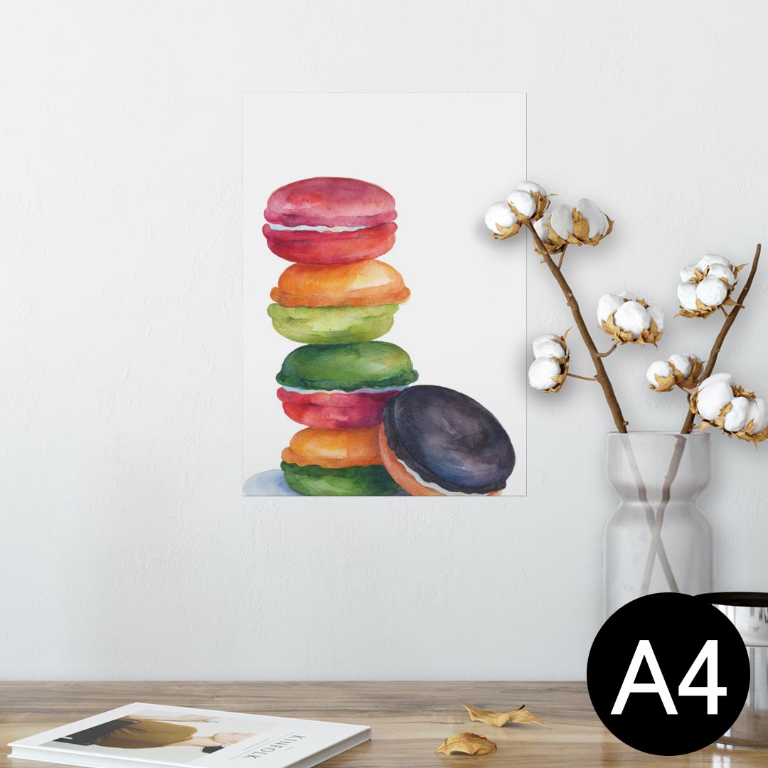 楽天kabeコレポスター ウォールステッカー シール式ステッカー 飾り 210×297mm A4 写真 フォト 壁 インテリア おしゃれ 剥がせる wall sticker poster 013474 マカロン　お菓子　英語