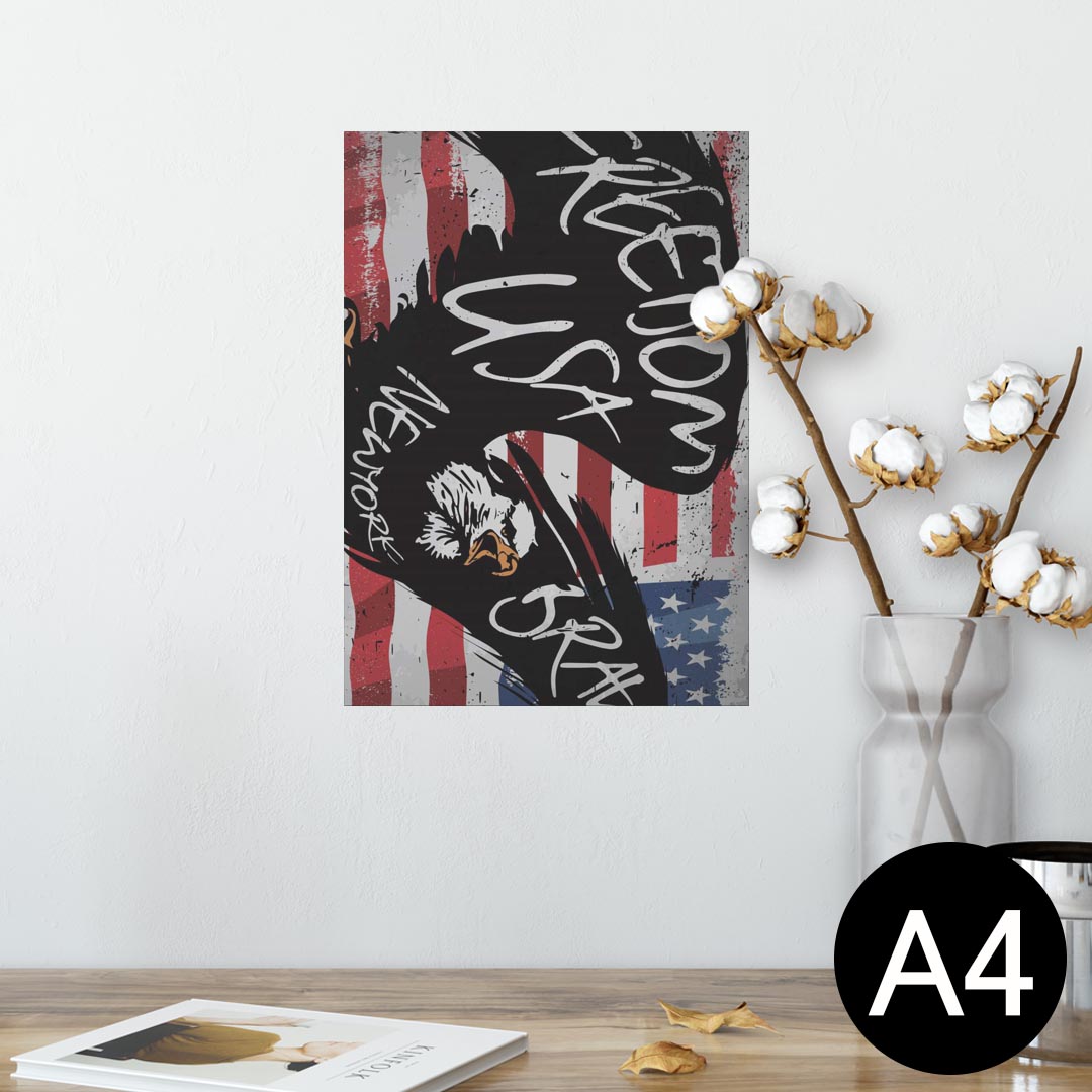 ポスター ウォールステッカー シール式ステッカー 飾り 210×297mm A4 写真 フォト 壁 インテリア おしゃれ 剥がせる wall sticker poster 014391 アメリカ　国旗　英語