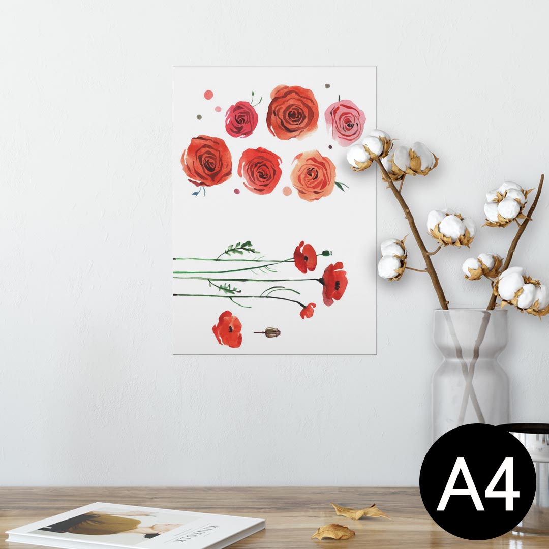 ポスター ウォールステッカー シール式ステッカー 飾り 210×297mm A4 写真 フォト 壁 インテリア おしゃれ 剥がせる wall sticker poster 014762 花　植物　赤