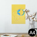 ポスター ウォールステッカー シール式ステッカー 飾り 210×297mm A4 写真 フォト 壁 インテリア おしゃれ 剥がせる wall sticker poster 014884 ヘッドホン 音楽 黄色 イエロー