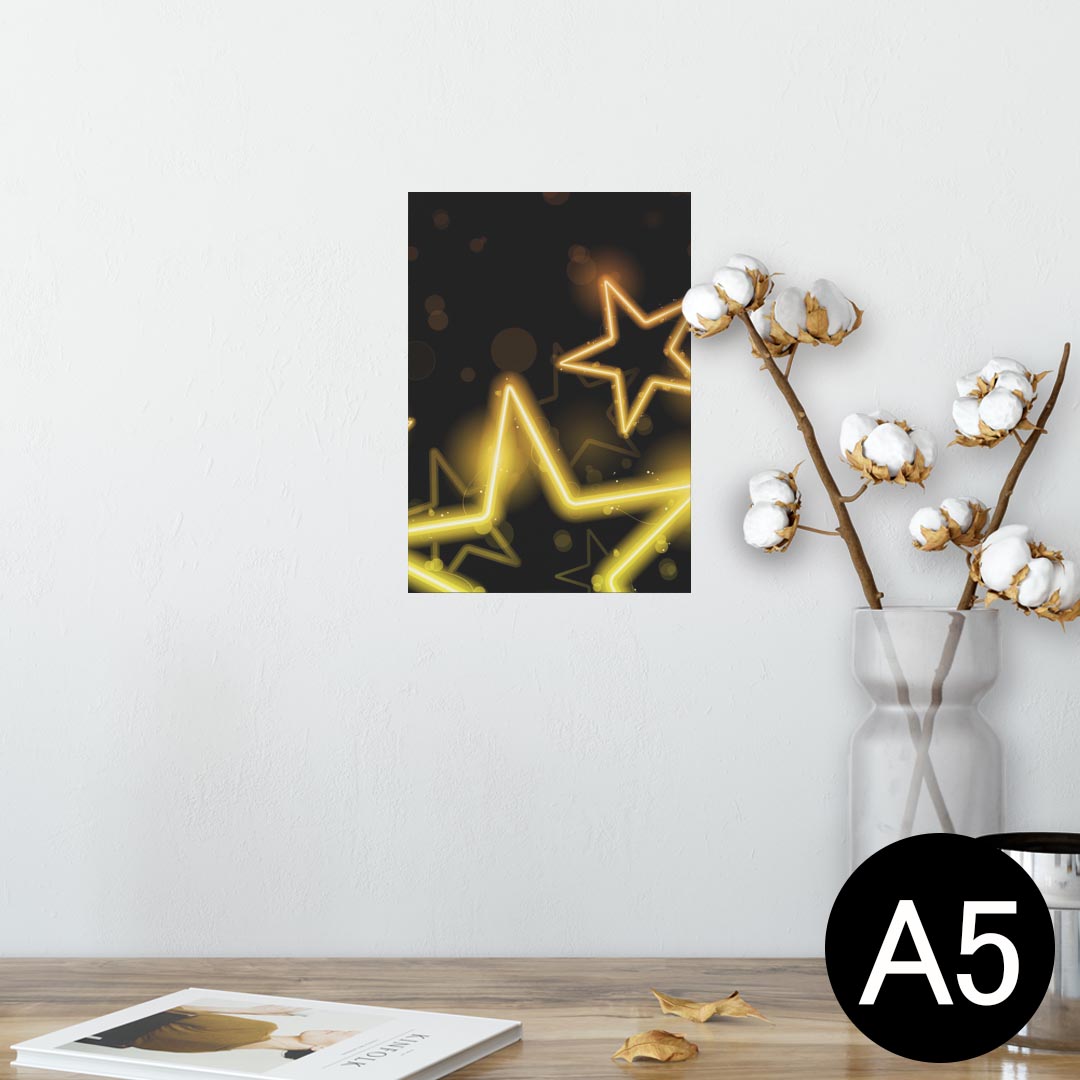 ポスター ウォールステッカー シール式ステッカー 飾り 148×210mm A5 写真 フォト 壁 インテリア おしゃれ 剥がせる wall sticker poster 002285 星　ネオン　黄色