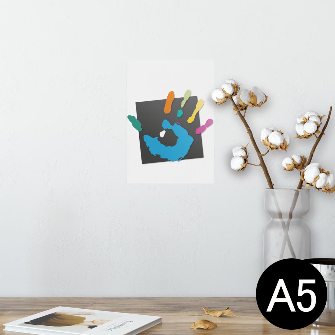 ポスター ウォールステッカー シール式ステッカー 飾り 148×210mm A5 写真 フォト 壁 インテリア おしゃれ 剥がせる wall sticker poster 003631 手形　カラフル　シンプル