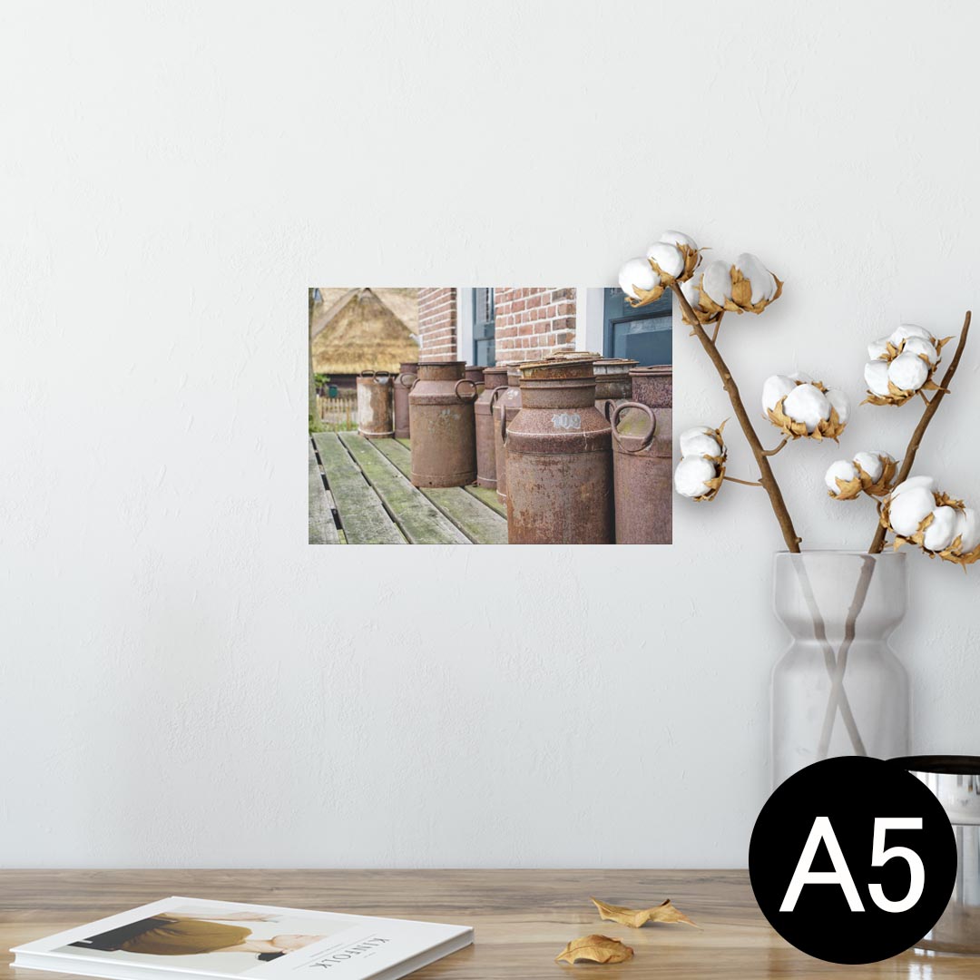 ポスター ウォールステッカー シール式ステッカー 飾り 148×210mm A5 写真 フォト 壁 インテリア おしゃれ 剥がせる wall sticker poster 026002 牧場 ミルク アンティーク