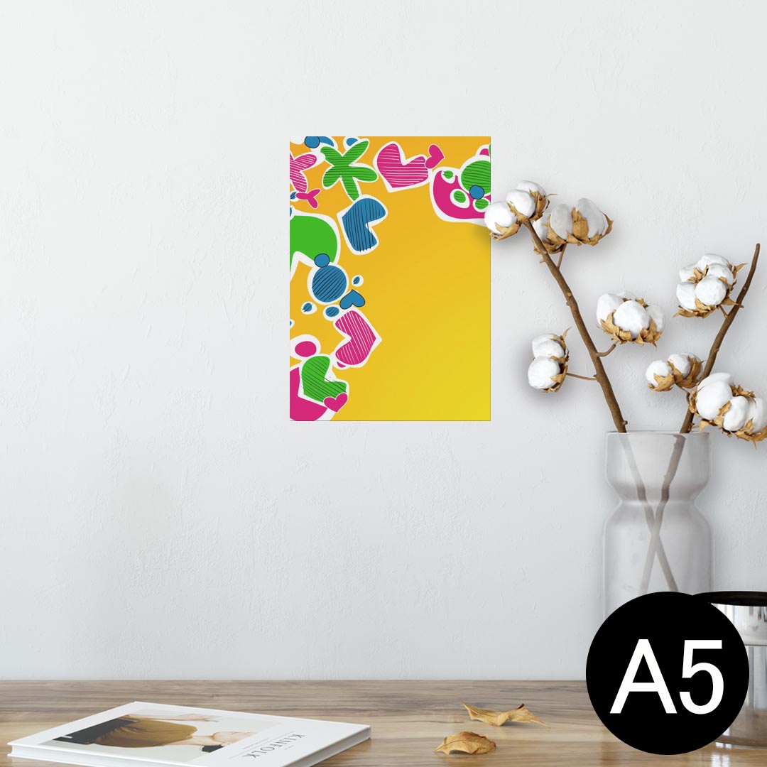 ポスター ウォールステッカー シール式ステッカー 飾り 148×210mm A5 写真 フォト 壁 インテリア おしゃれ 剥がせる wall sticker poster 004534 ハート　花　カラフル