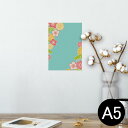 ポスター ウォールステッカー シール式ステッカー 飾り 148×210mm A5 写真 フォト 壁 インテリア おしゃれ 剥がせる wall sticker poster 005219 和風 和柄 花 青(3)