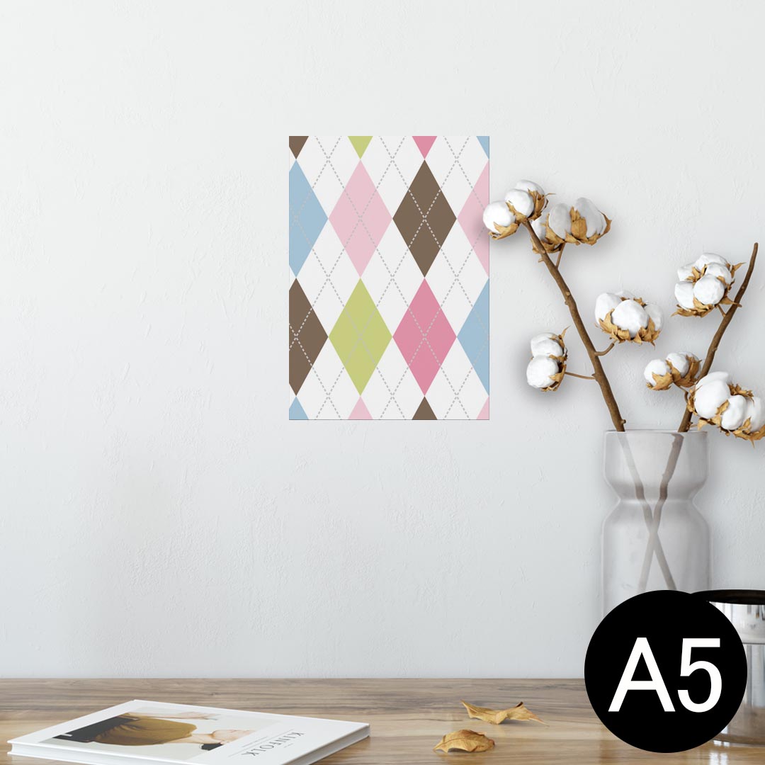 ポスター ウォールステッカー シール式ステッカー 飾り 148×210mm A5 写真 フォト 壁 インテリア おしゃれ 剥がせる wall sticker poster 005370 カラフル　ダイヤ　模様