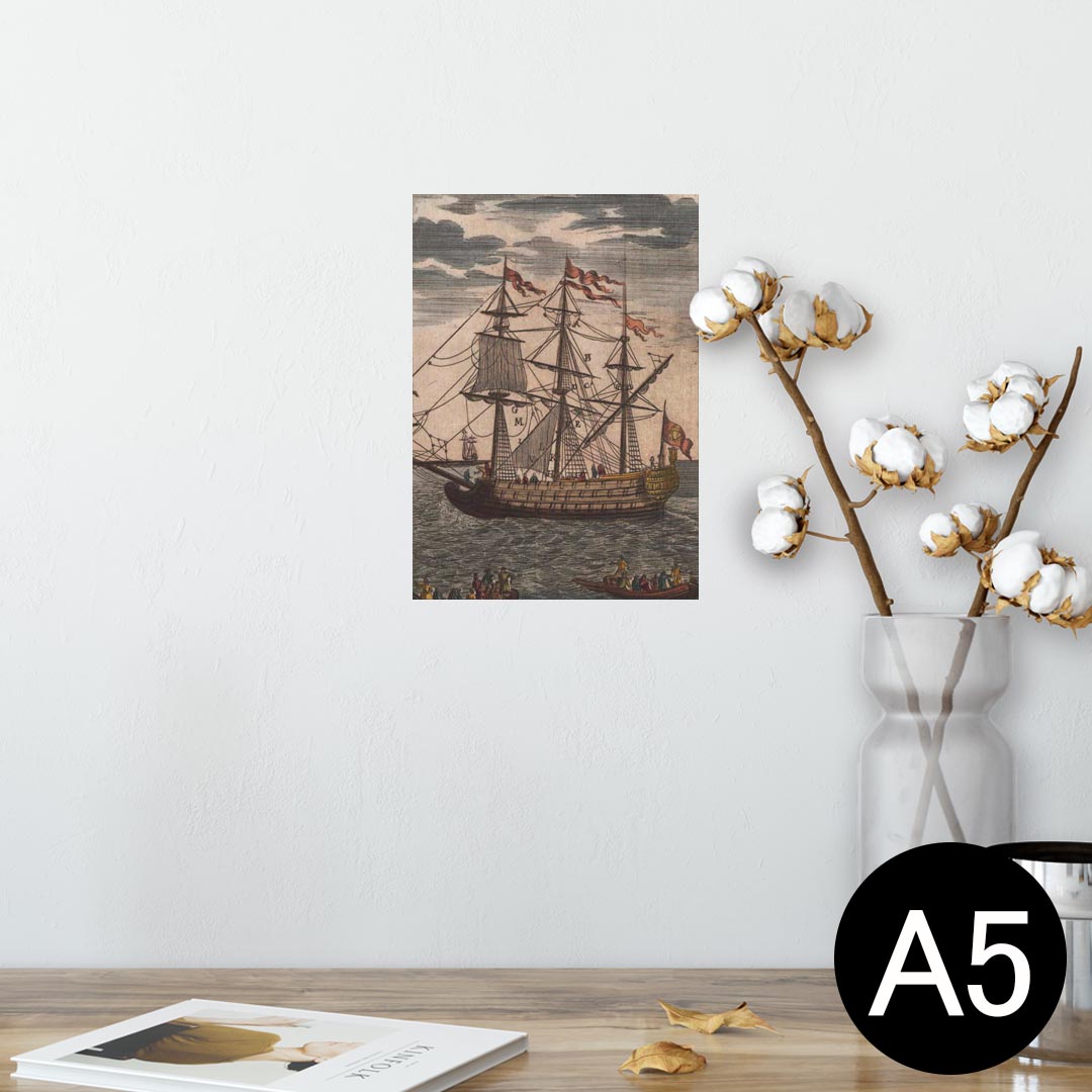 ポスター ウォールステッカー シール式ステッカー 飾り 148×210mm A5 写真 フォト 壁 インテリア おしゃれ 剥がせる wall sticker poster 006100 船　イラスト