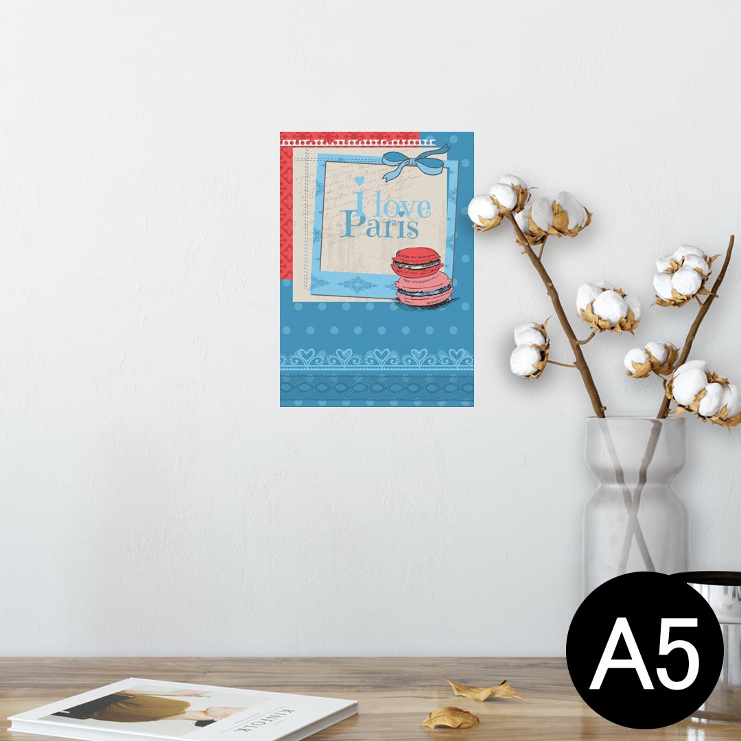 ポスター ウォールステッカー シール式ステッカー 飾り 148×210mm A5 写真 フォト 壁 インテリア おしゃれ 剥がせる wall sticker poster 006160 マカロン 青 ブルー