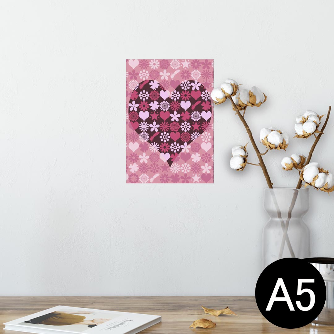 ポスター ウォールステッカー シール式ステッカー 飾り 148×210mm A5 写真 フォト 壁 インテリア おしゃれ 剥がせる wall sticker poster 006761 花　　ハート(3)