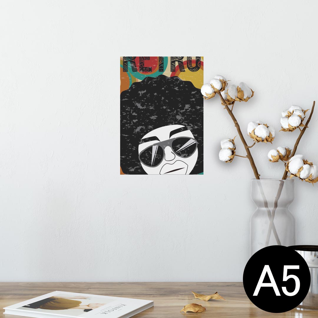 ポスター ウォールステッカー シール式ステッカー 飾り 148×210mm A5 写真 フォト 壁 インテリア おしゃれ 剥がせる wall sticker poster 007362 アフロ　キャラクター　レトロ