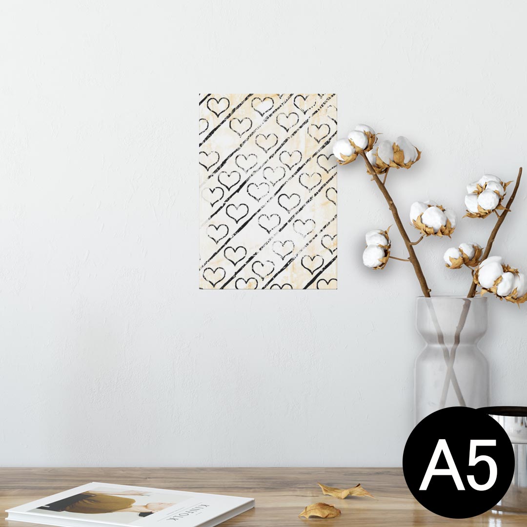 ポスター ウォールステッカー シール式ステッカー 飾り 148×210mm A5 写真 フォト 壁 インテリア おしゃれ 剥がせる wall sticker poster 007738 ハート　手書き　模様