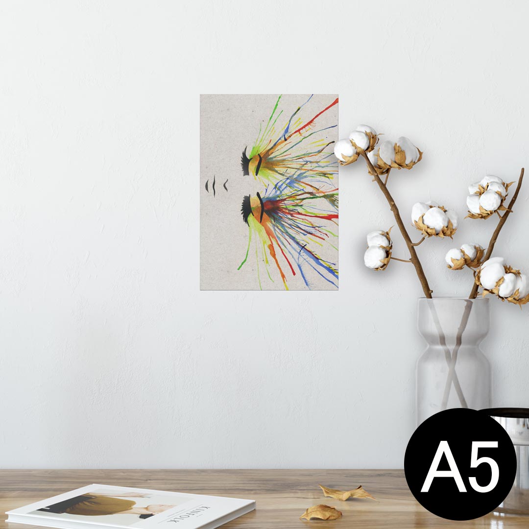ポスター ウォールステッカー シール式ステッカー 飾り 148×210mm A5 写真 フォト 壁 インテリア おしゃれ 剥がせる wall sticker poster 007951 イラスト　カラフル　インク
