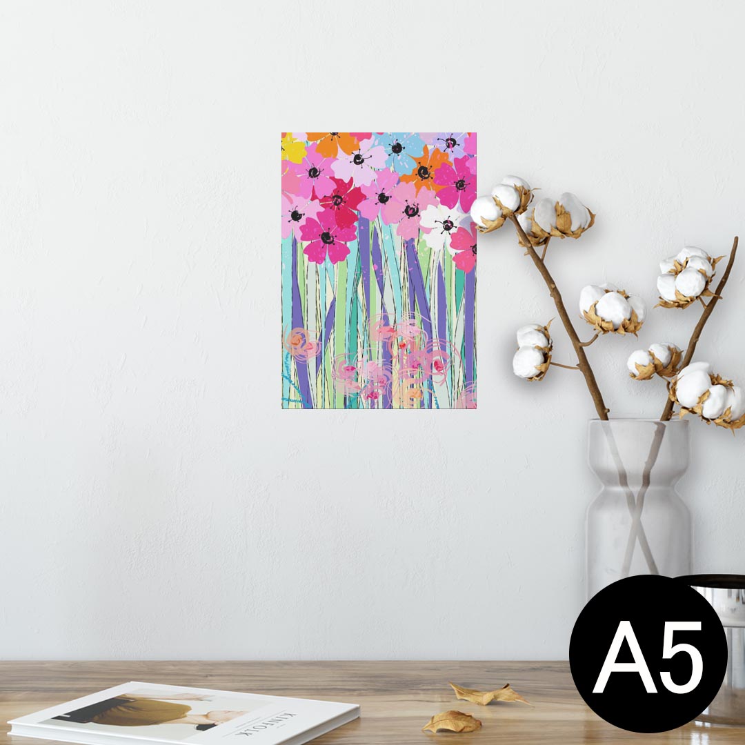 ポスター ウォールステッカー シール式ステッカー 飾り 148×210mm A5 写真 フォト 壁 インテリア おしゃれ 剥がせる wall sticker poster 008039 花　　カラフル　ピンク