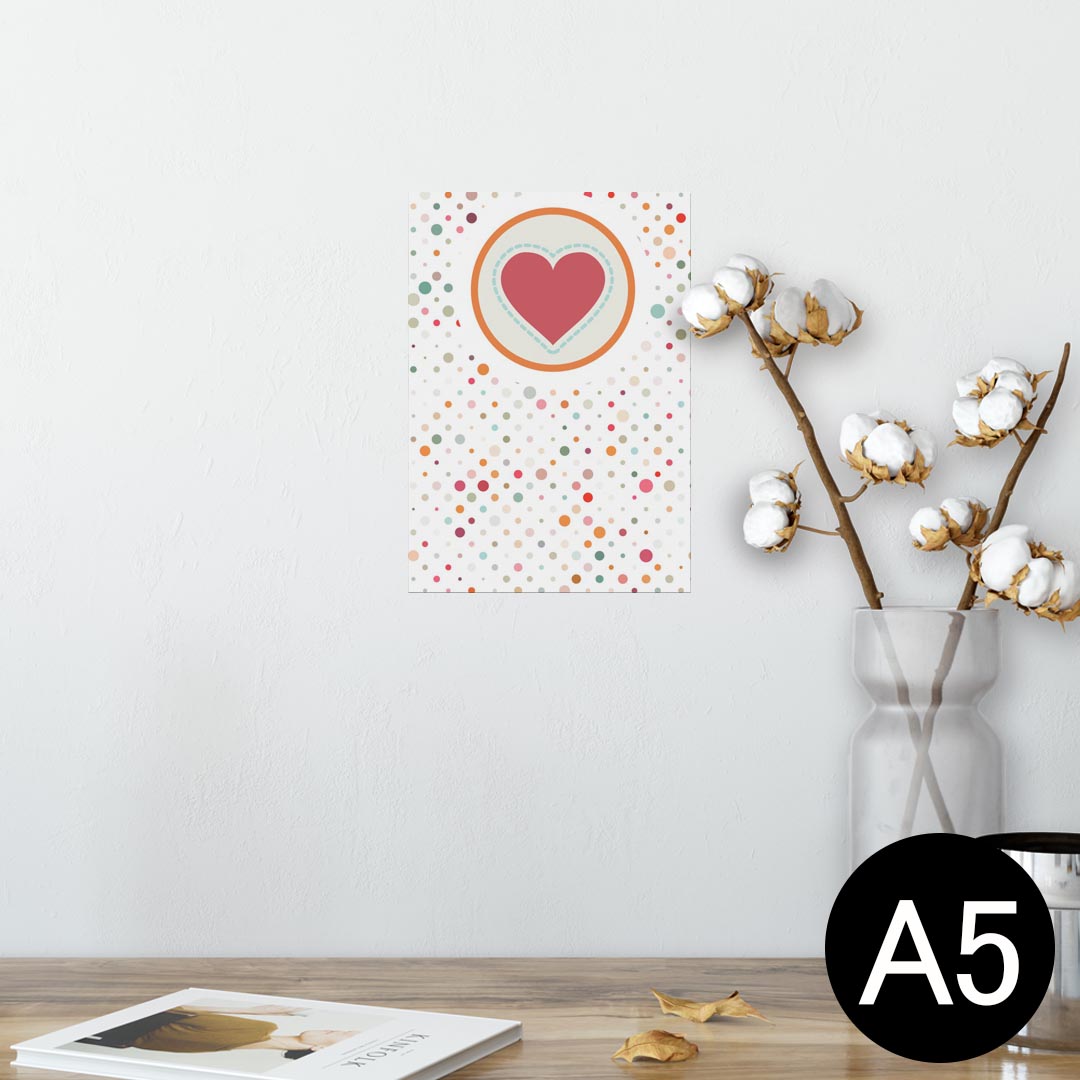 ポスター ウォールステッカー シール式ステッカー 飾り 148×210mm A5 写真 フォト 壁 インテリア おしゃれ 剥がせる wall sticker poster 008310 ハート 赤 レッド 水玉 カラフル