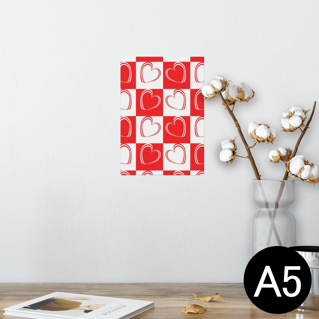 ポスター ウォールステッカー シール式ステッカー 飾り 148×210mm A5 写真 フォト 壁 インテリア おしゃれ 剥がせる wall sticker poster 008376 赤　レッド　ハート　模様