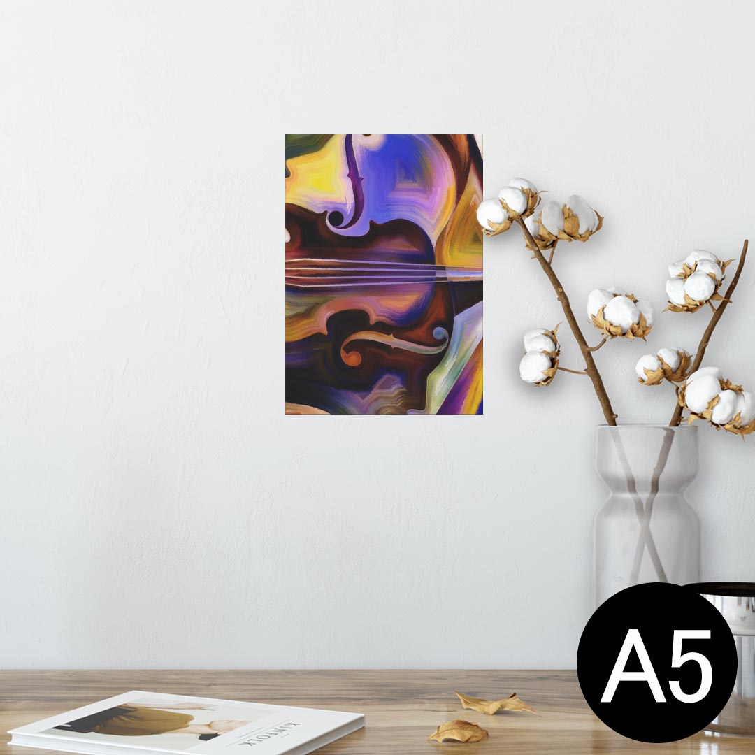 ポスター ウォールステッカー シール式ステッカー 飾り 148×210mm A5 写真 フォト 壁 インテリア おしゃれ 剥がせる wall sticker poster 008683 絵　絵の具　バイオリン　カラフルのサムネイル