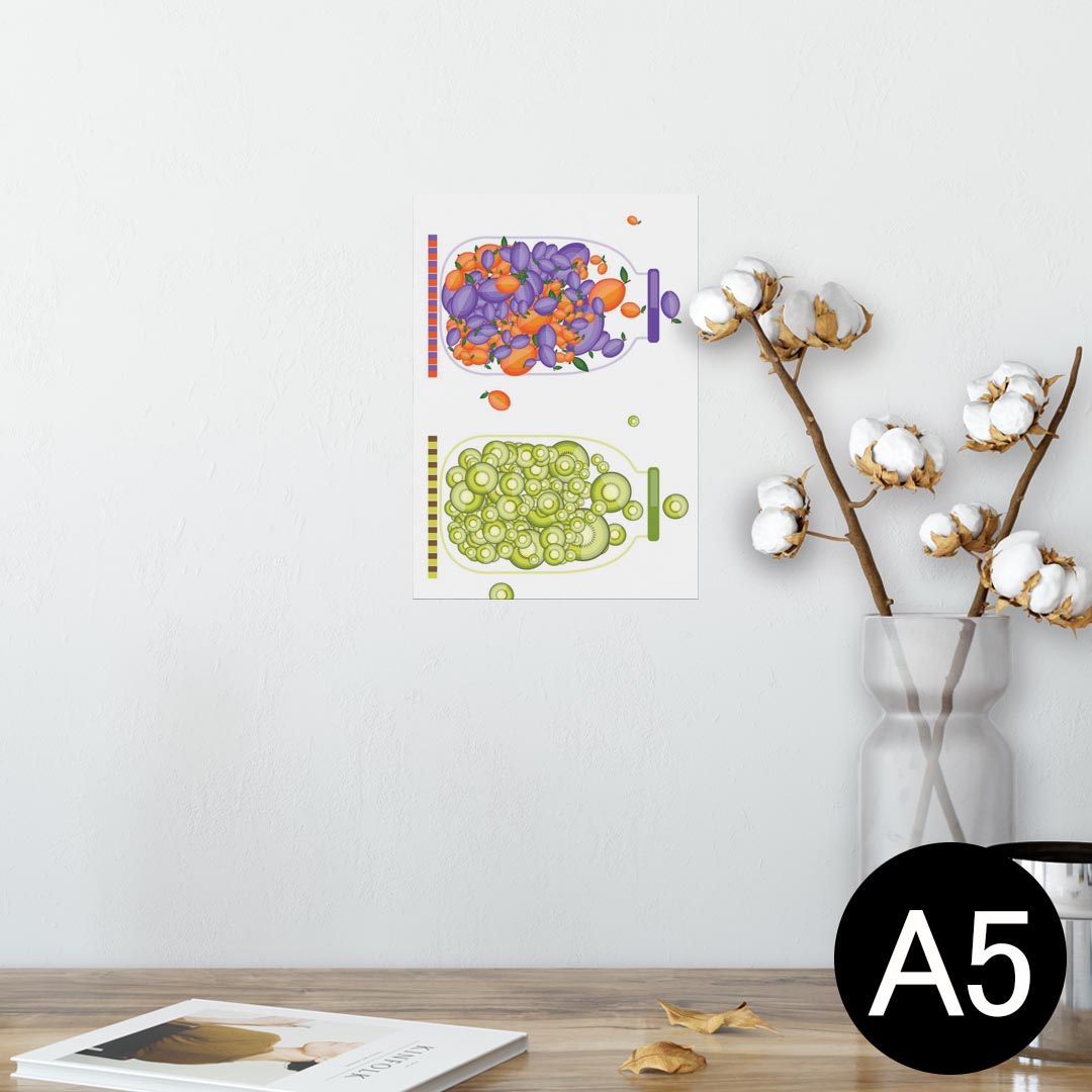 ポスター ウォールステッカー シール式ステッカー 飾り 148×210mm A5 写真 フォト 壁 インテリア おしゃれ 剥がせる wall sticker poster 009176 カラフル　果物　オレンジ　緑