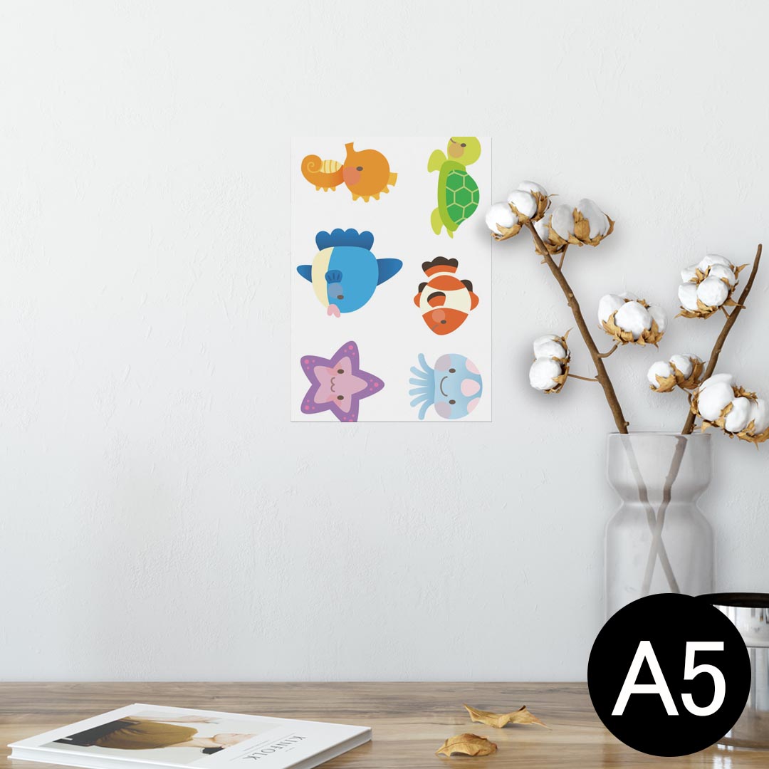 ポスター ウォールステッカー シール式ステッカー 飾り 148×210mm A5 写真 フォト 壁 インテリア おしゃれ 剥がせる wall sticker poster 009348 動物　キャラクター　カラフル
