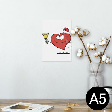 ポスター ウォールステッカー シール式ステッカー 飾り 148×210mm A5 写真 フォト 壁 インテリア おしゃれ 　剥がせる wall sticker poster 010065 ハート　クリスマス　キャラクター